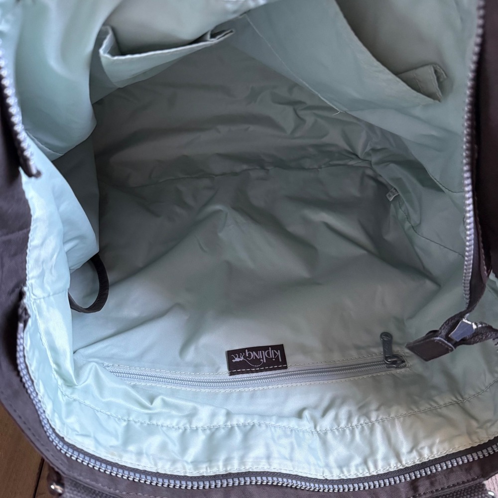 Kipling Asseni Medium Tote Bag Espresso Brown‎ Crinkle Nylon Crossbody Handbag - Picture 8 of 8